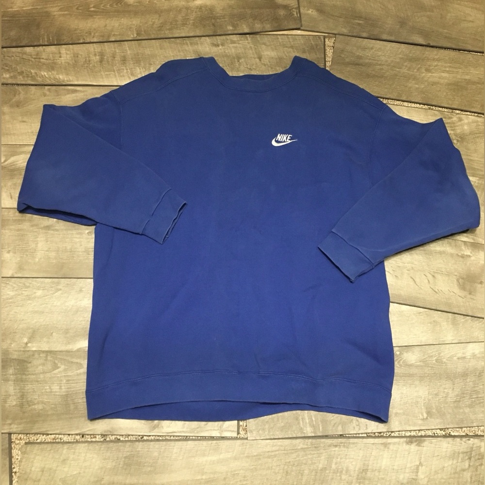 Nike Blue Spell Out Pullover Sweatshirt Crewneck Unisex Vintage Made in USA XL